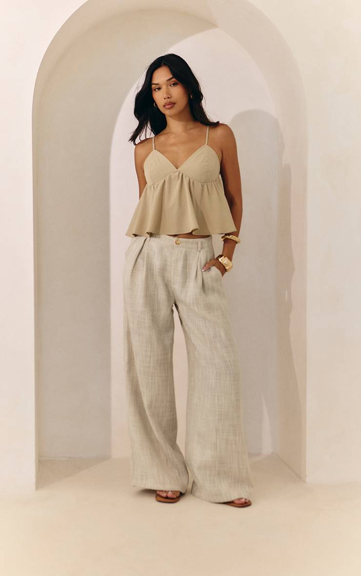 Gris Pierre Pantalon Large En Tweed Ajusté