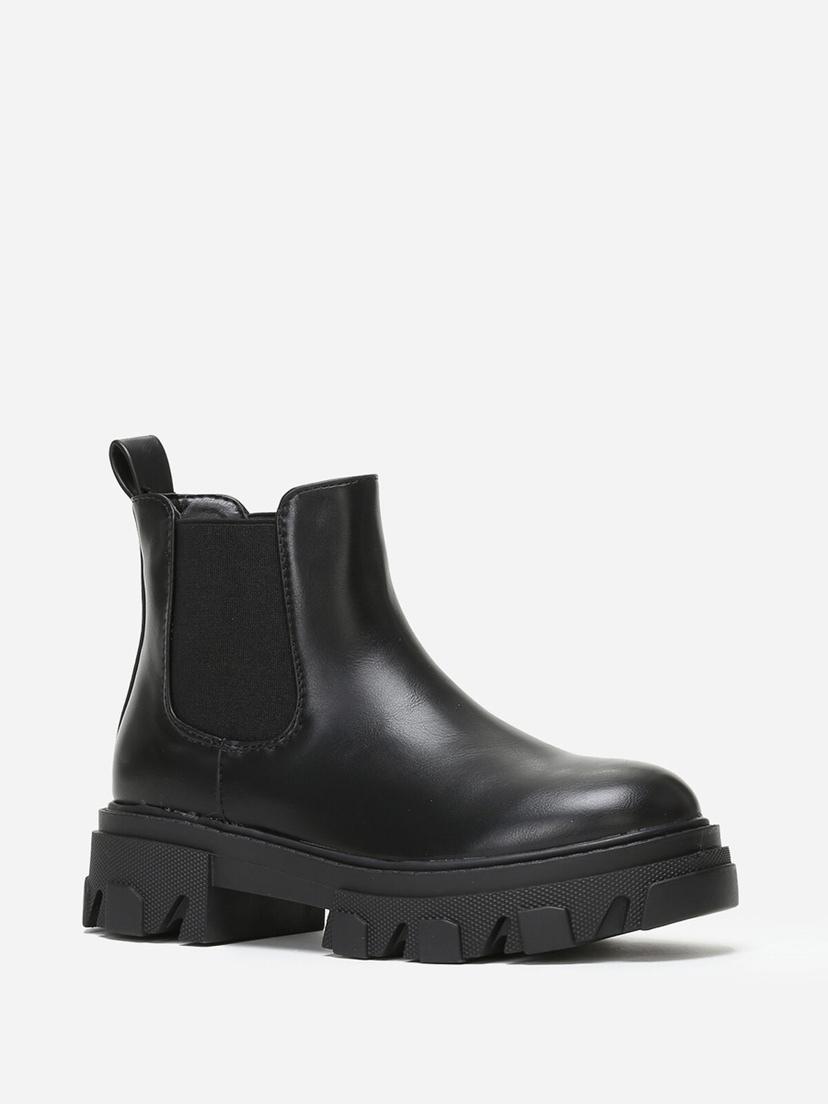 Bottines Chelsea à plateforme crantée- Noir
