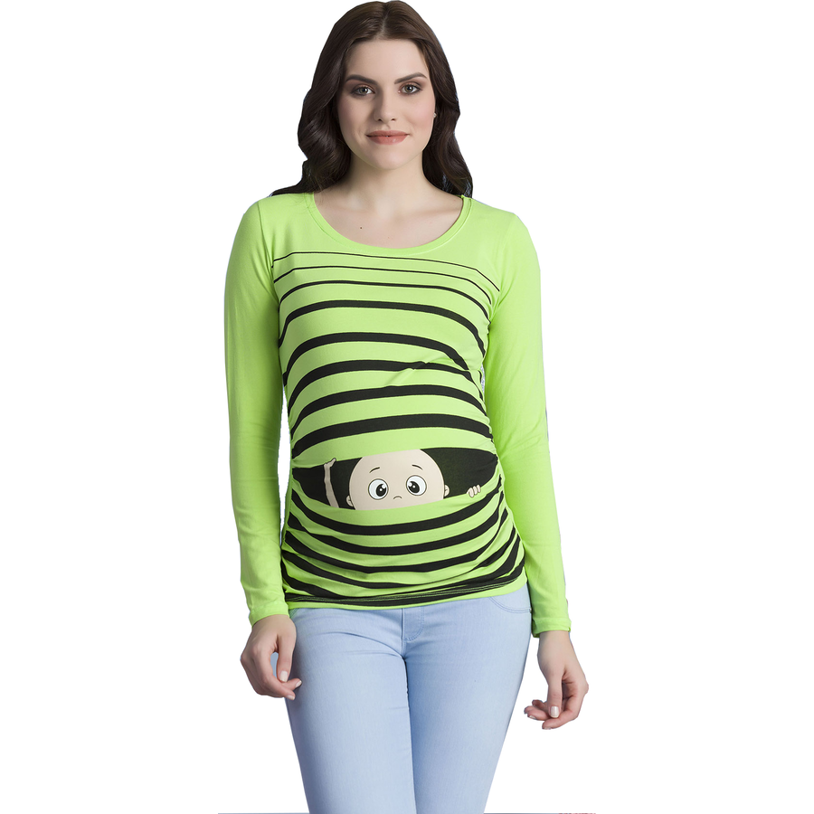 M.M.C. Umstandslangarmshirt Guck Guck mit Motiv Hellgrün