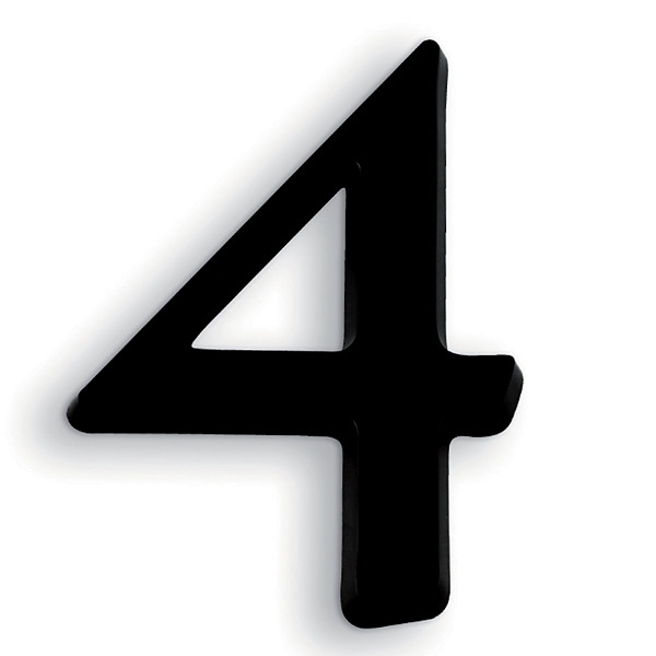 Chiffres autocollants 4 en relief 40 mm noir, lot de 5