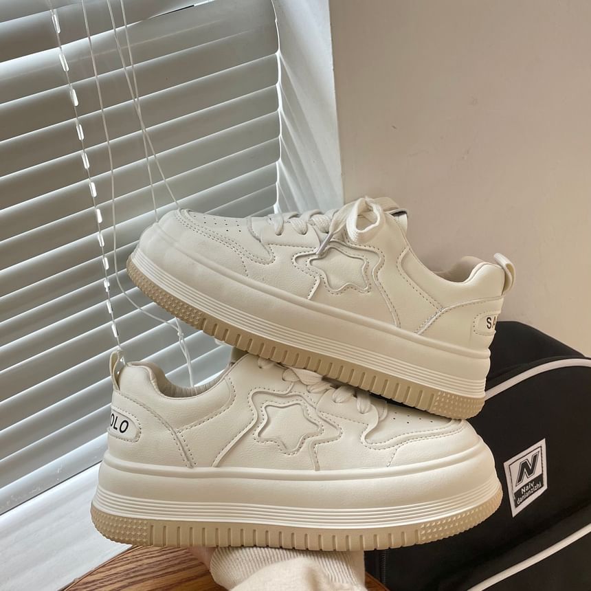 Asterisk - Star Applique Platform Sneakers