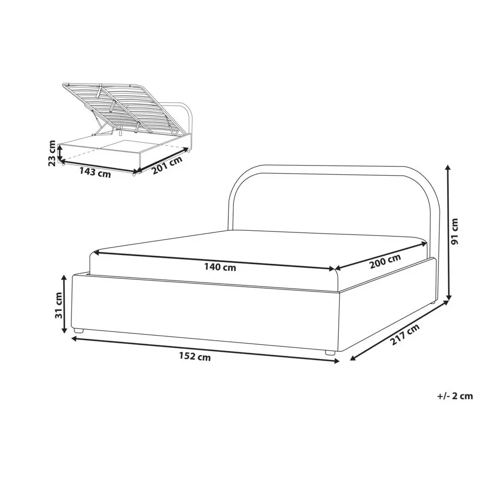 QUILLIEN - Bed met opbergruimte - Beige - 140 x 200 cm - Polyester