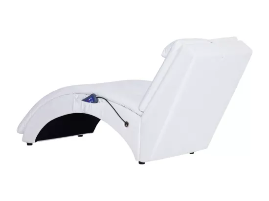Chaise longue de massage avec oreiller Blanc Similicuir