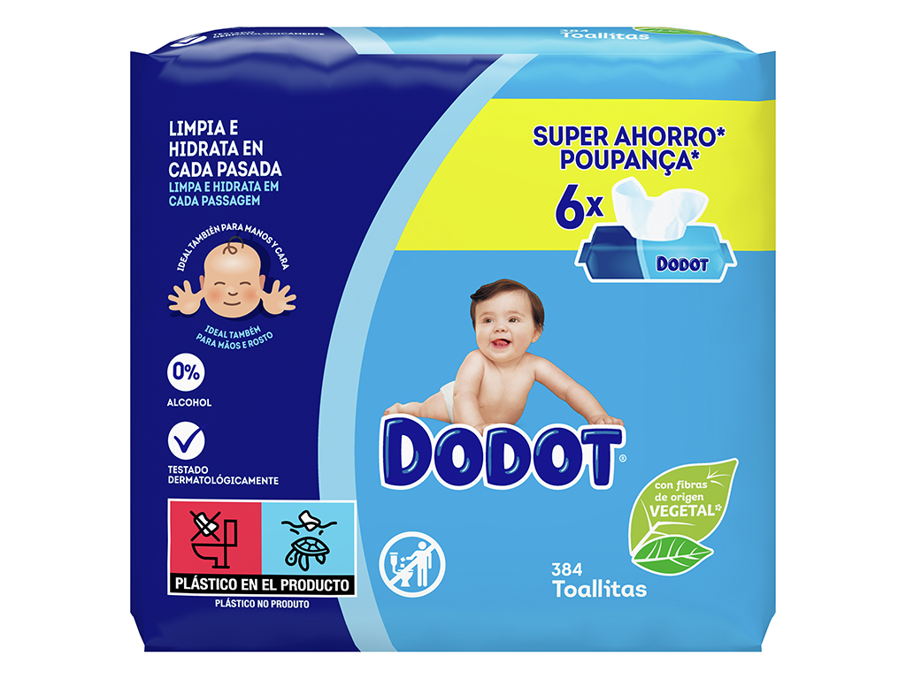 Toalhitas Bebé Azul Dodot (6x64 un) 384 un