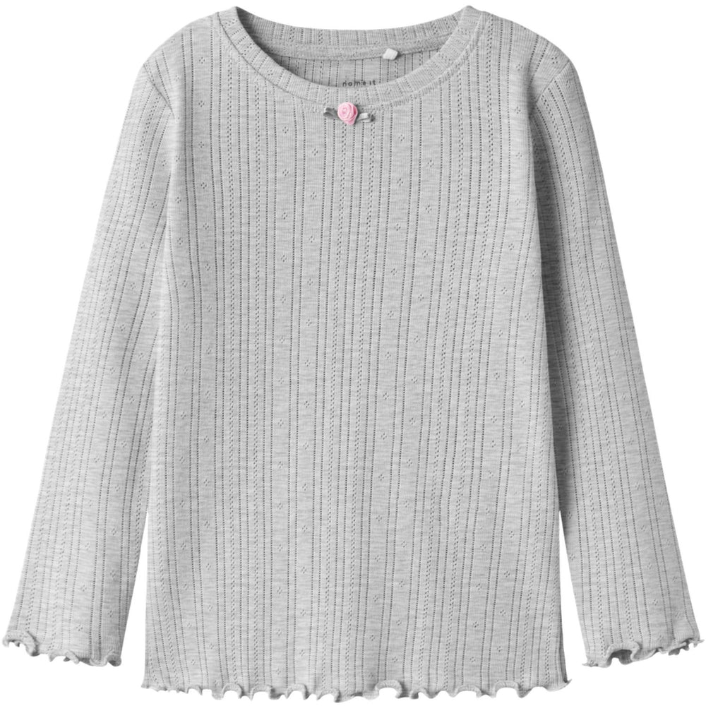 Køb Name It Light Grey Melange Silke Slim Bluse