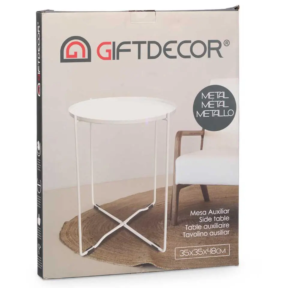 Giftdecor Bijzettafel/koffietafel - zwart - metaal - D35 cm x H50 cm
