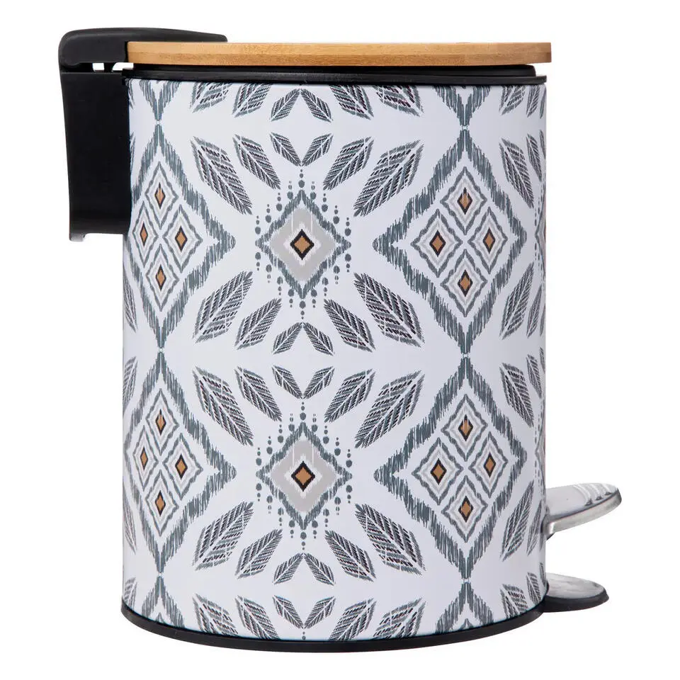 5Five Pedaalemmer Mystic - wit/grijs - 3L - metaal - 17 x 23 cm