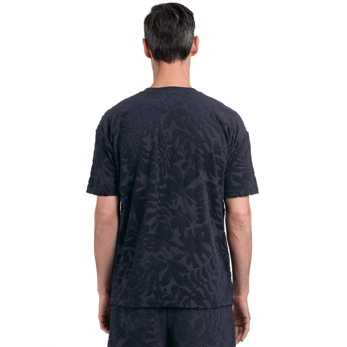Jonas Nielsen Herren T-Shirt mit Frottee-Muster dunkelblau