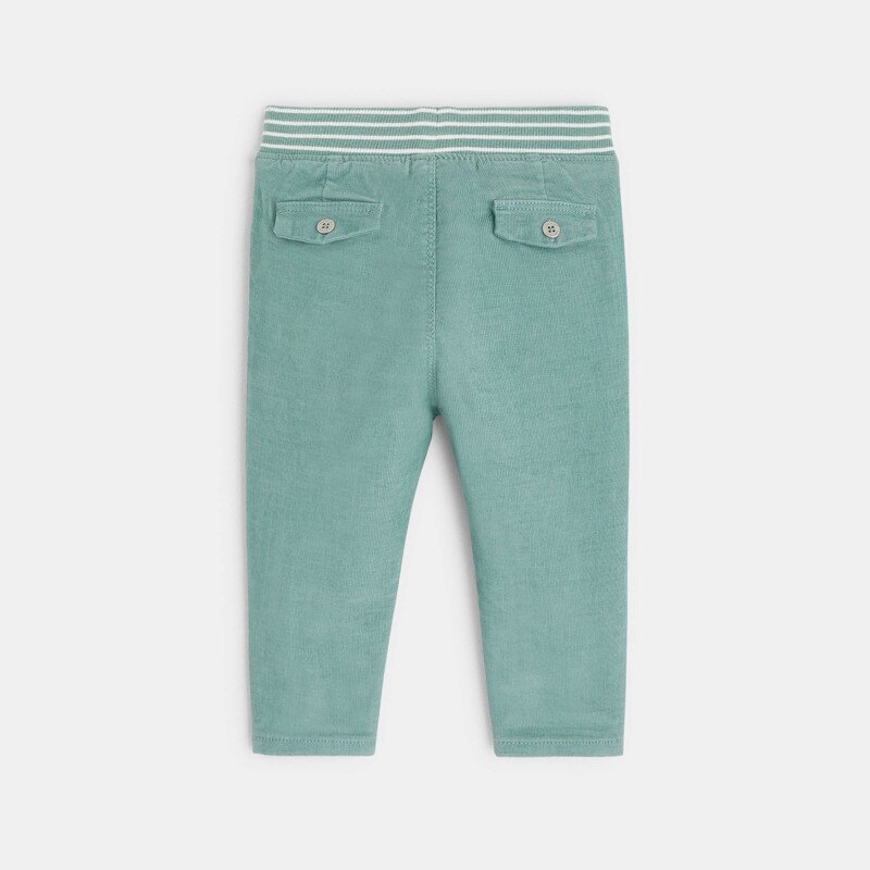 Pantalon velours milleraie taille élastiquée vert bébé garçon Vert
