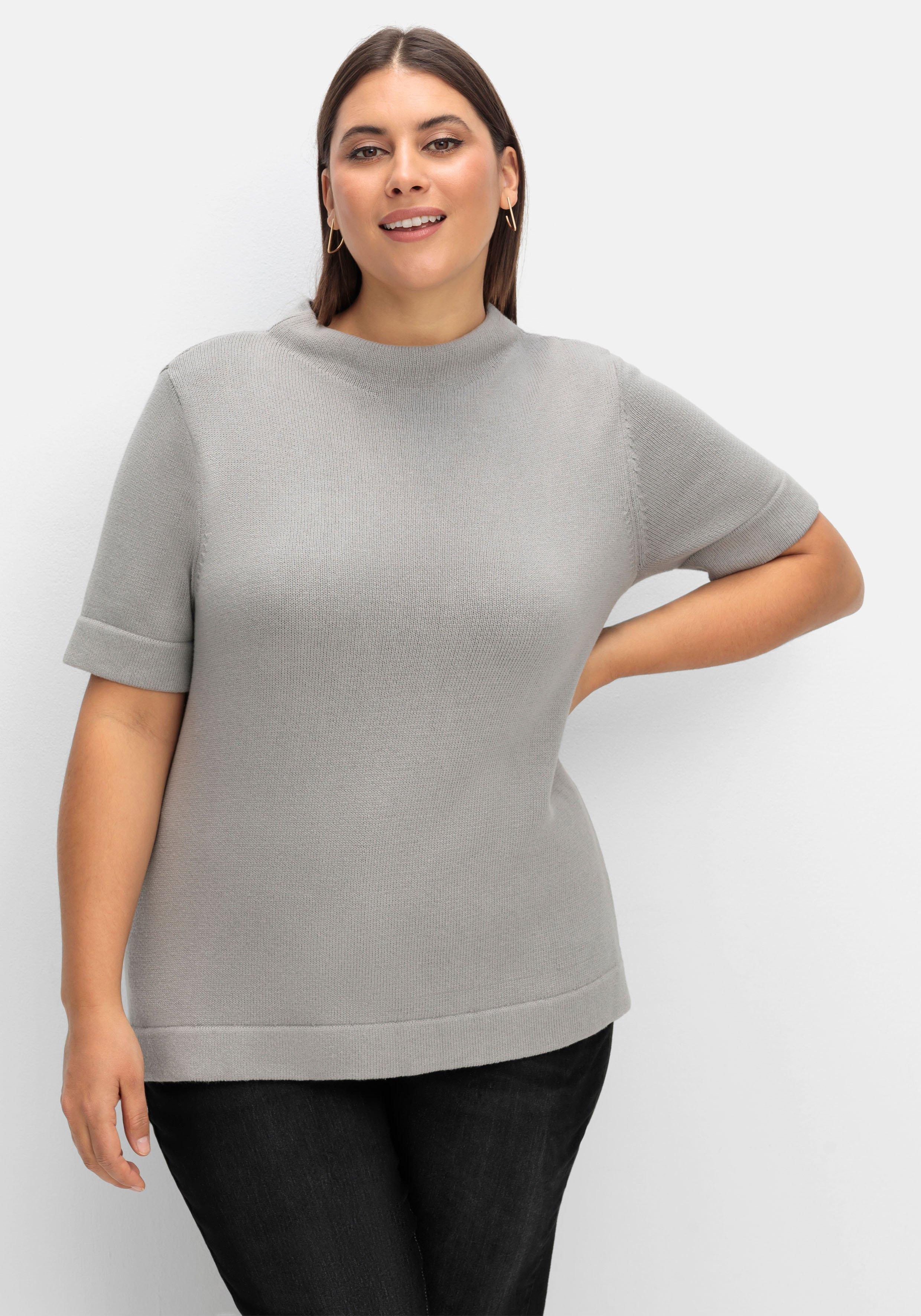 Pullover mit Halbarm und Stehkragen