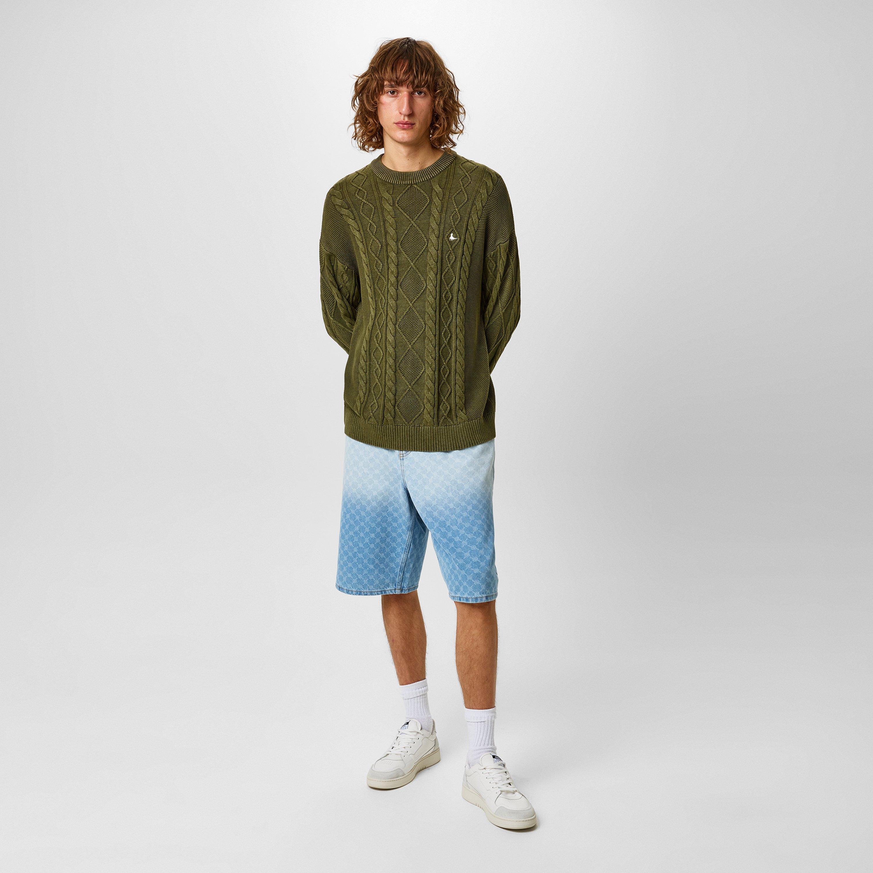 Jack Wills JW Acid Wash Cable Knit Jumper