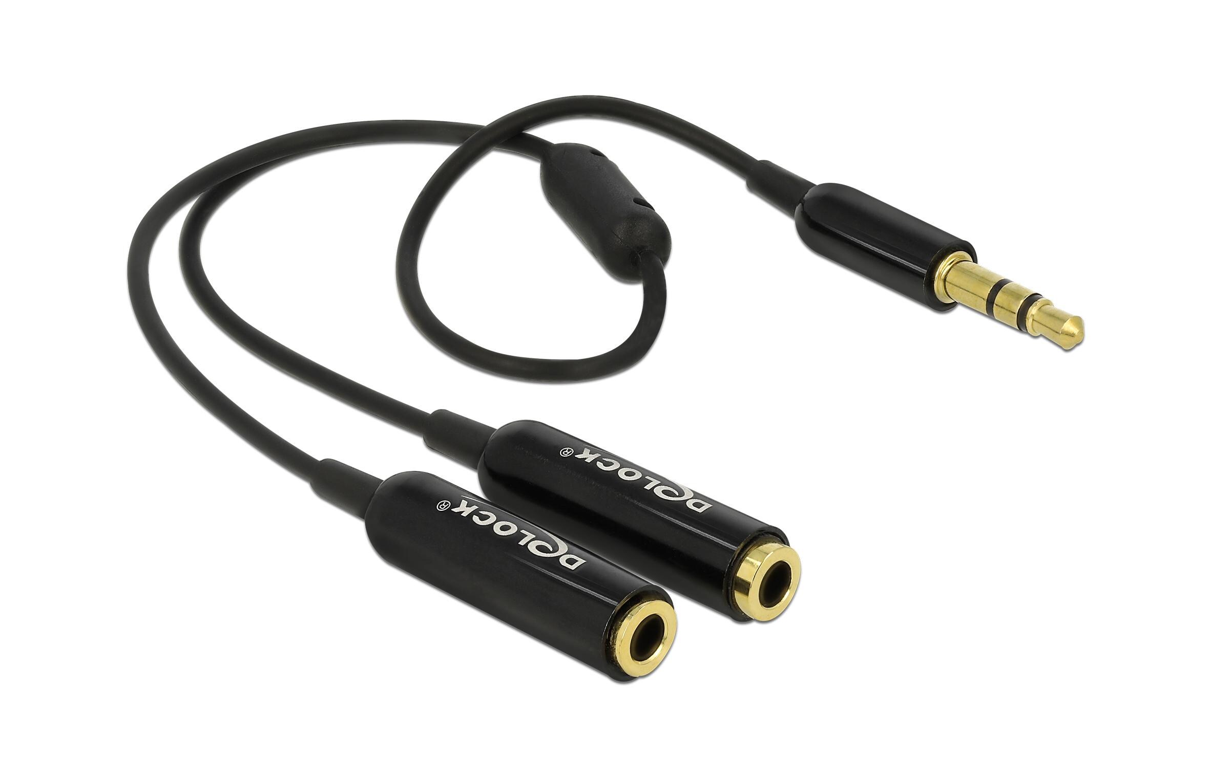 Audio-Kabel Klinke 3.5 mm, male – female, 0.25 m SchwarzDelock Kabel Audio Splitter Klinkenstecker 3.5 mm 3 Pin > 2 x Klinkenbuchse 3.5 mm 3 Pin 25 cm