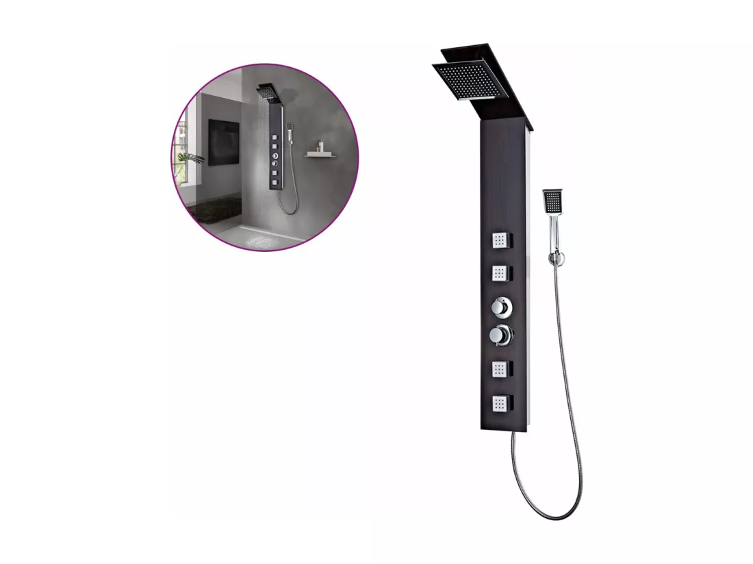 Système panneau douche douchette verre 18 x 42 x 133 cm 02_0003121