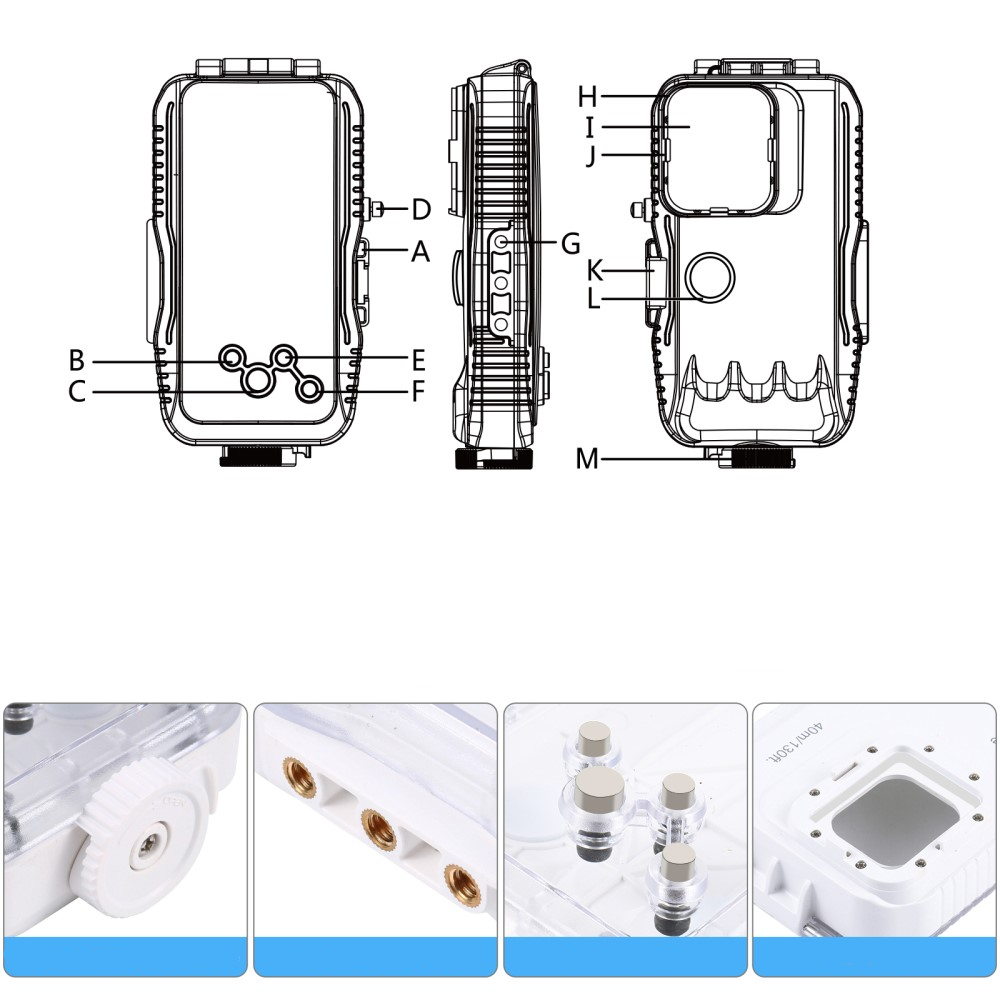 iPhone 14 Unterwasser Case Hülle Taucher Schutzgehäuse (IPX8) - Weiss