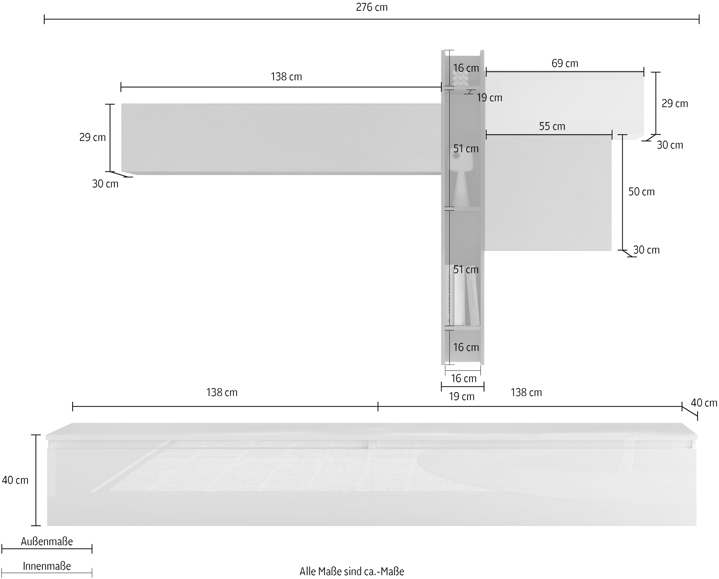 INOSIGN Wohnwand »Infinity, 6tlg. Breite 276 cm, Höhe variabel, Schrankwand, Anbauwand«