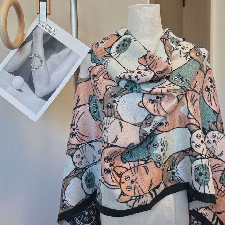 Frior - Sjaal met kattenprint