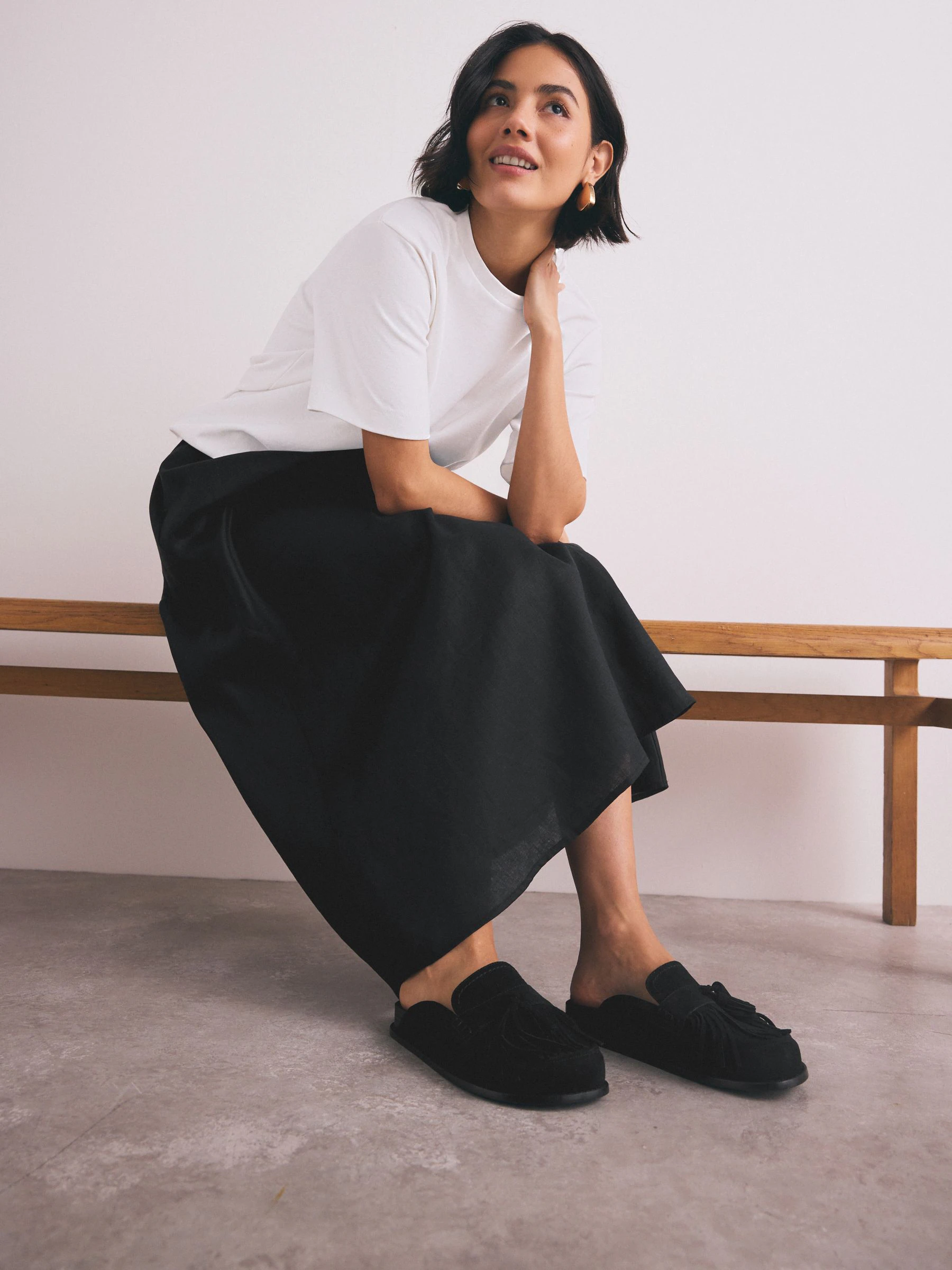 Zwart - Signature Premium Leather Suede Fringe Footbed Mules