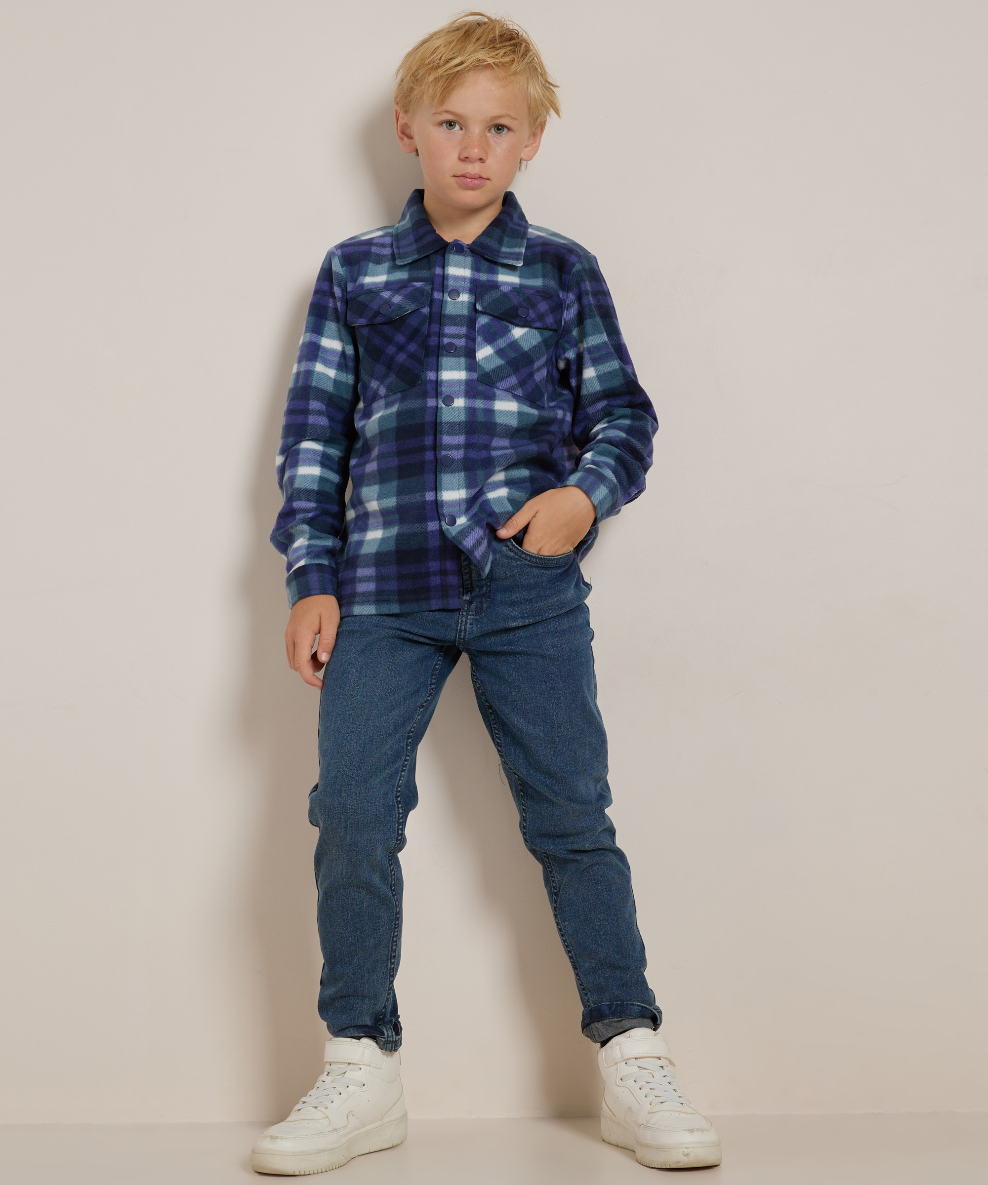 fleece overshirt met knopen