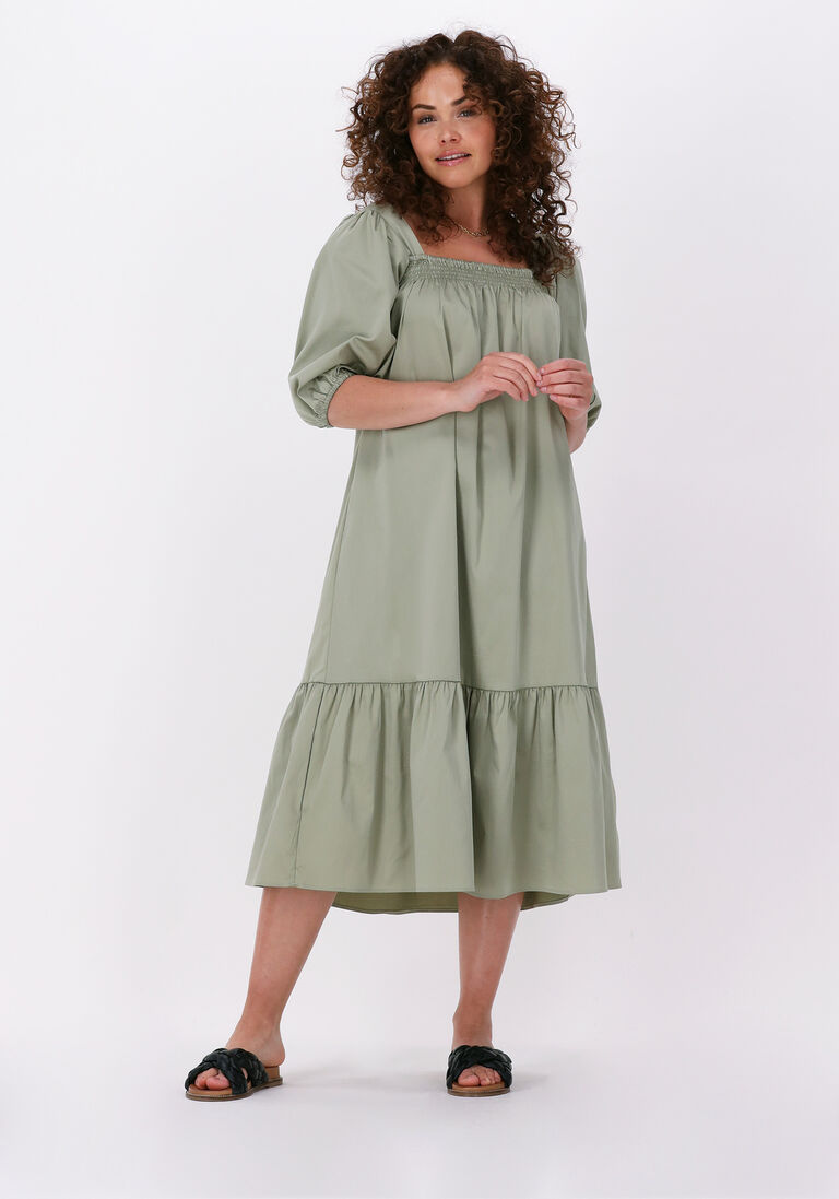 LEVETE ROOM groene levete room midi jurk isla solid 52 dress