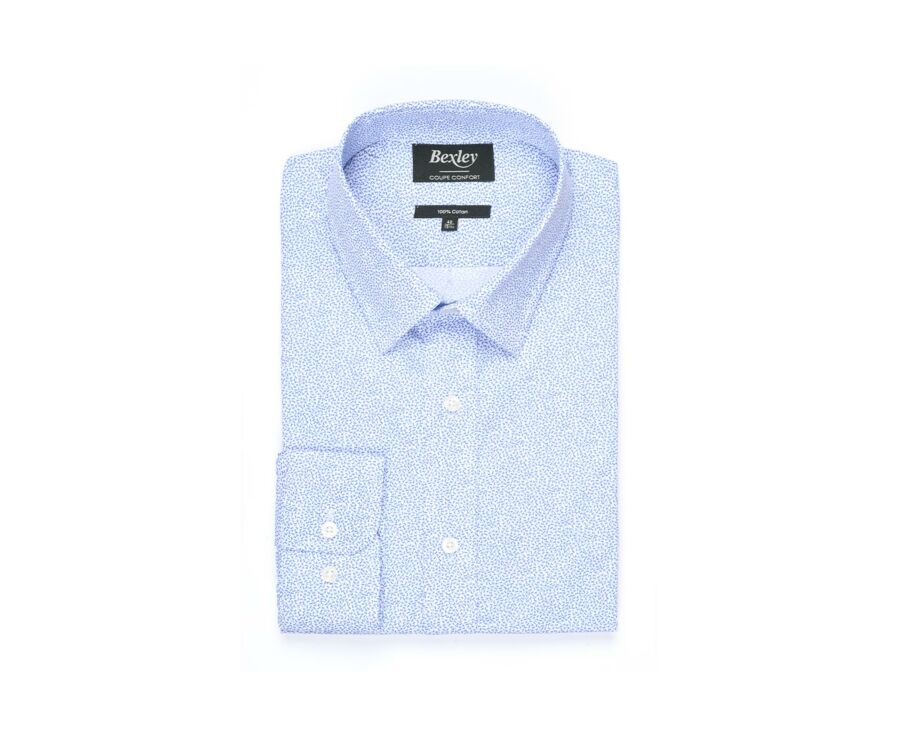 Chemise coton blanche imprimée motifs bleus - TALBERT