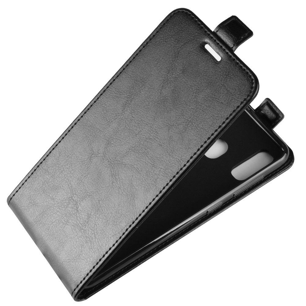 Samsung Galaxy A40 Leder Tasche mit vertikaler Flip-Funktion - Schwarz