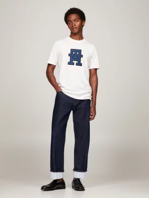 Camiseta com aplique de monograma TH