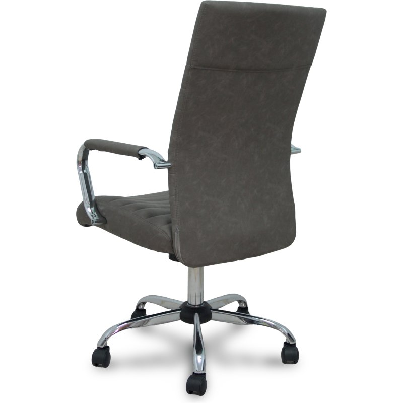Chaise de bureau Opti527 - Mécanisme d'inclinaison - simili cuir gris - piétement chromé - Accoudoirs fixes - Sans appui-tête - Roulettes en nylon 50 mm