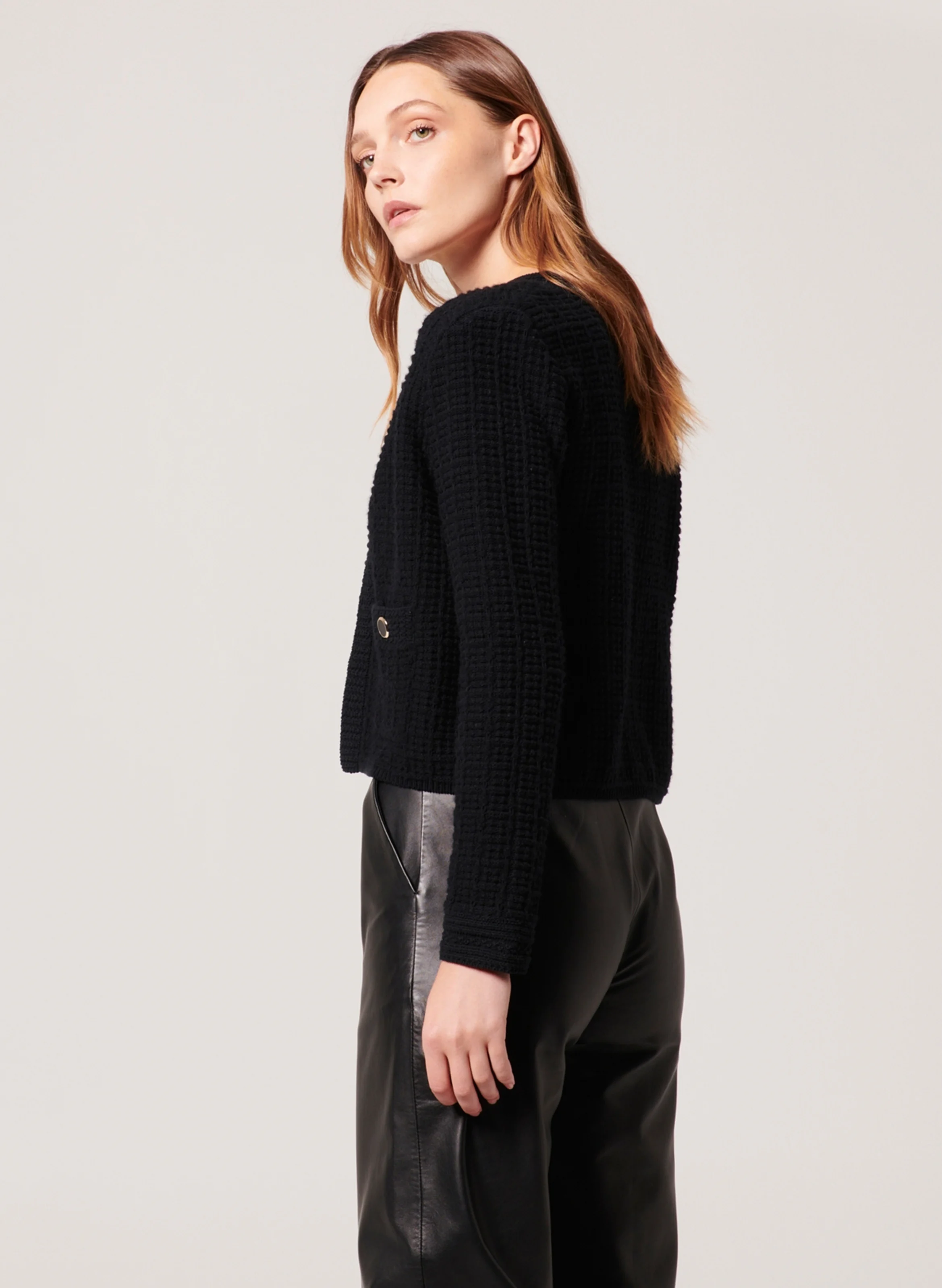 GLADE - Gilet droit en laine | Noir