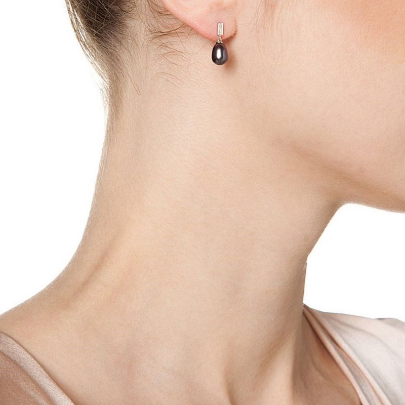 Boucles d'oreilles Or Blanc Diamant et Perle