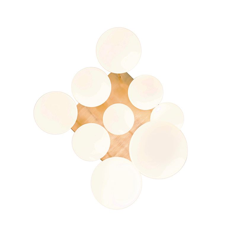Moderne plafondlamp goud met opaal glas 9-lichts  - Athens