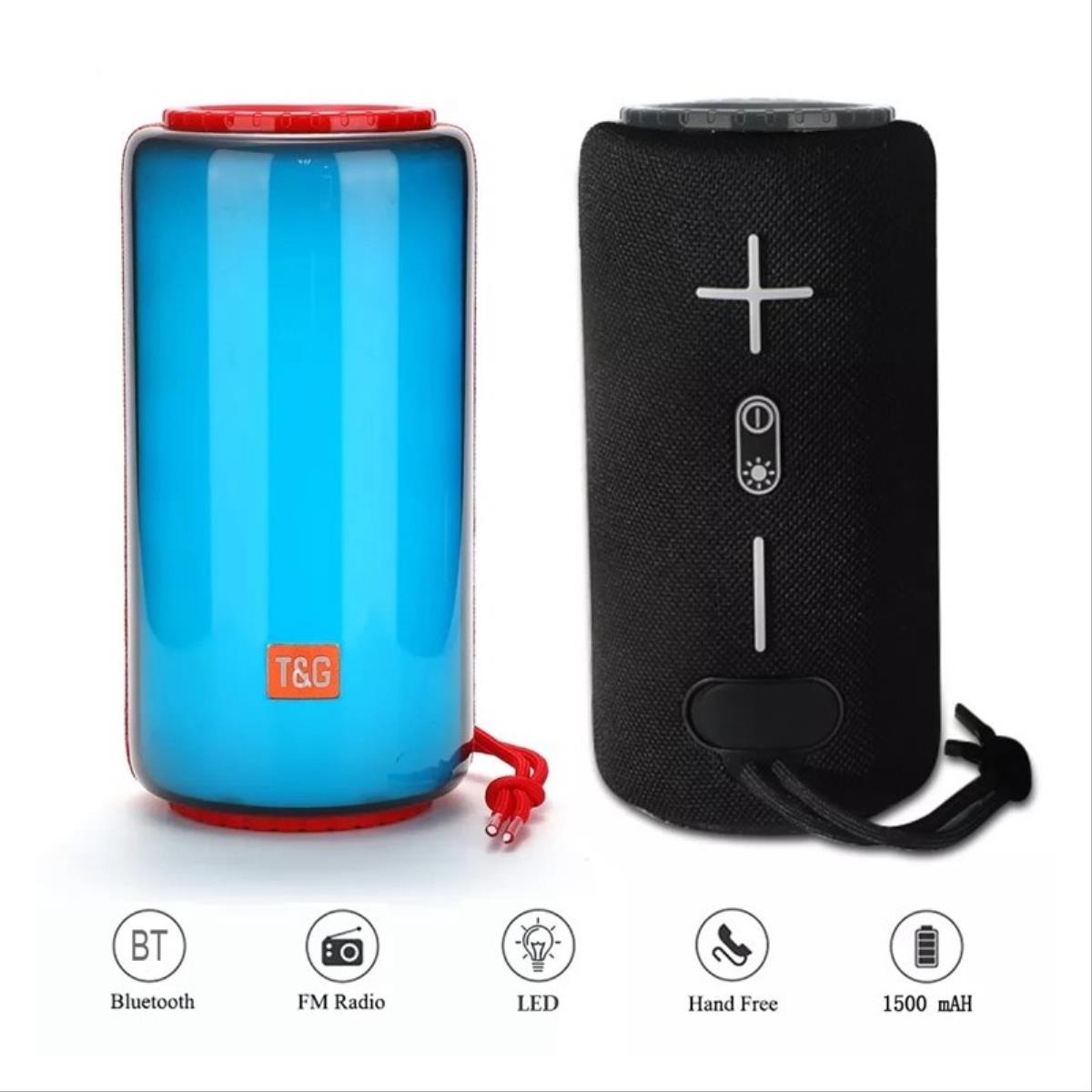 Caixa de som estéreo portátil Smartek com Bluetooth e luzes LED RGB