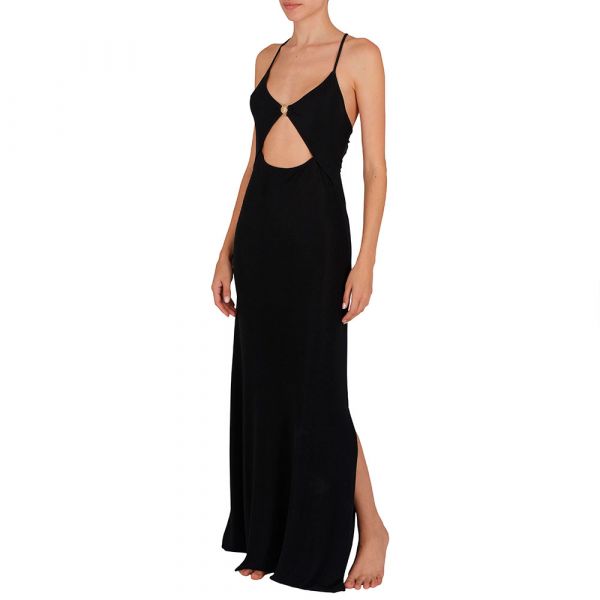 Emporio Armani Vestido Longo Sem Mangas Ew000595_af12206 Black Lurex XS