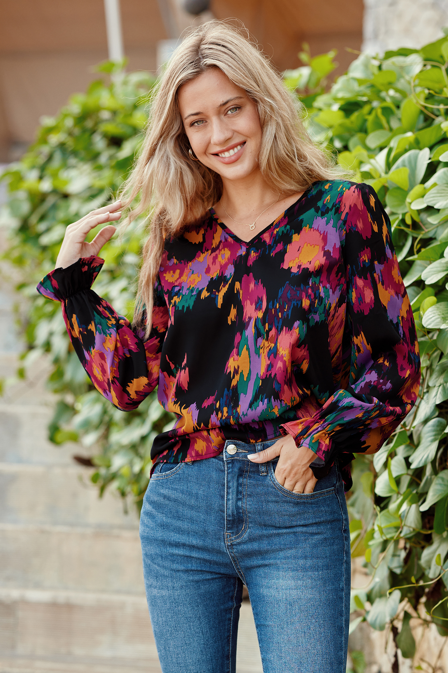 Blouse à motif aquarelle abstrait