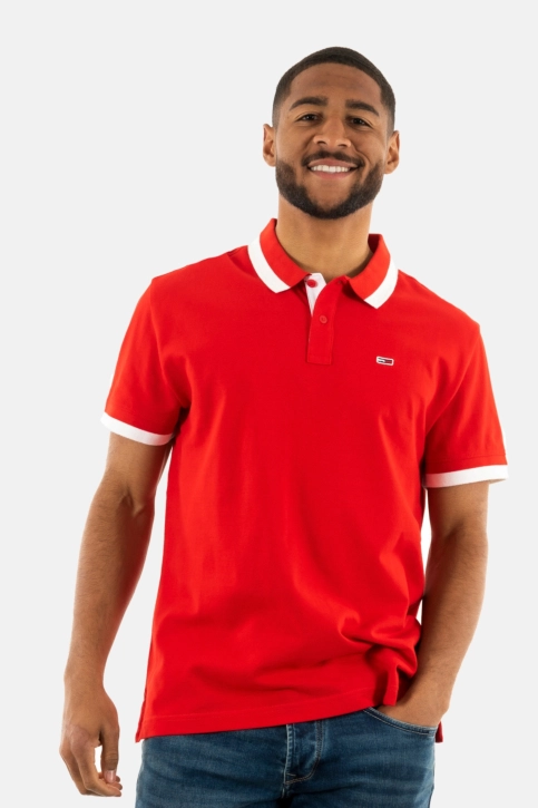 Polos tommy jeans reg solid tipped xnl deep crimson