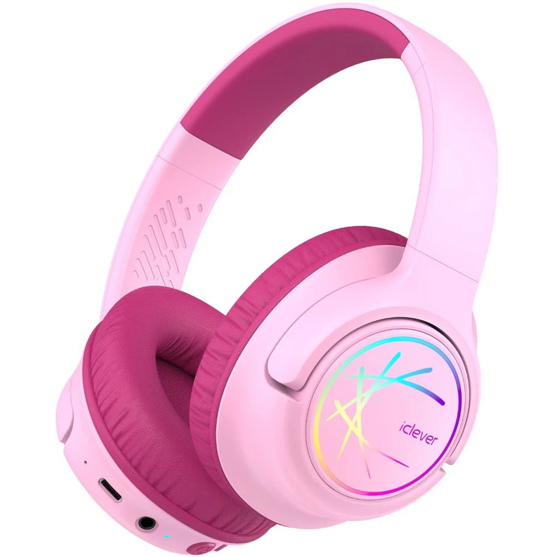 iClever BTH18 Over-Ear Kinderkopfhörer, kabellos, pink