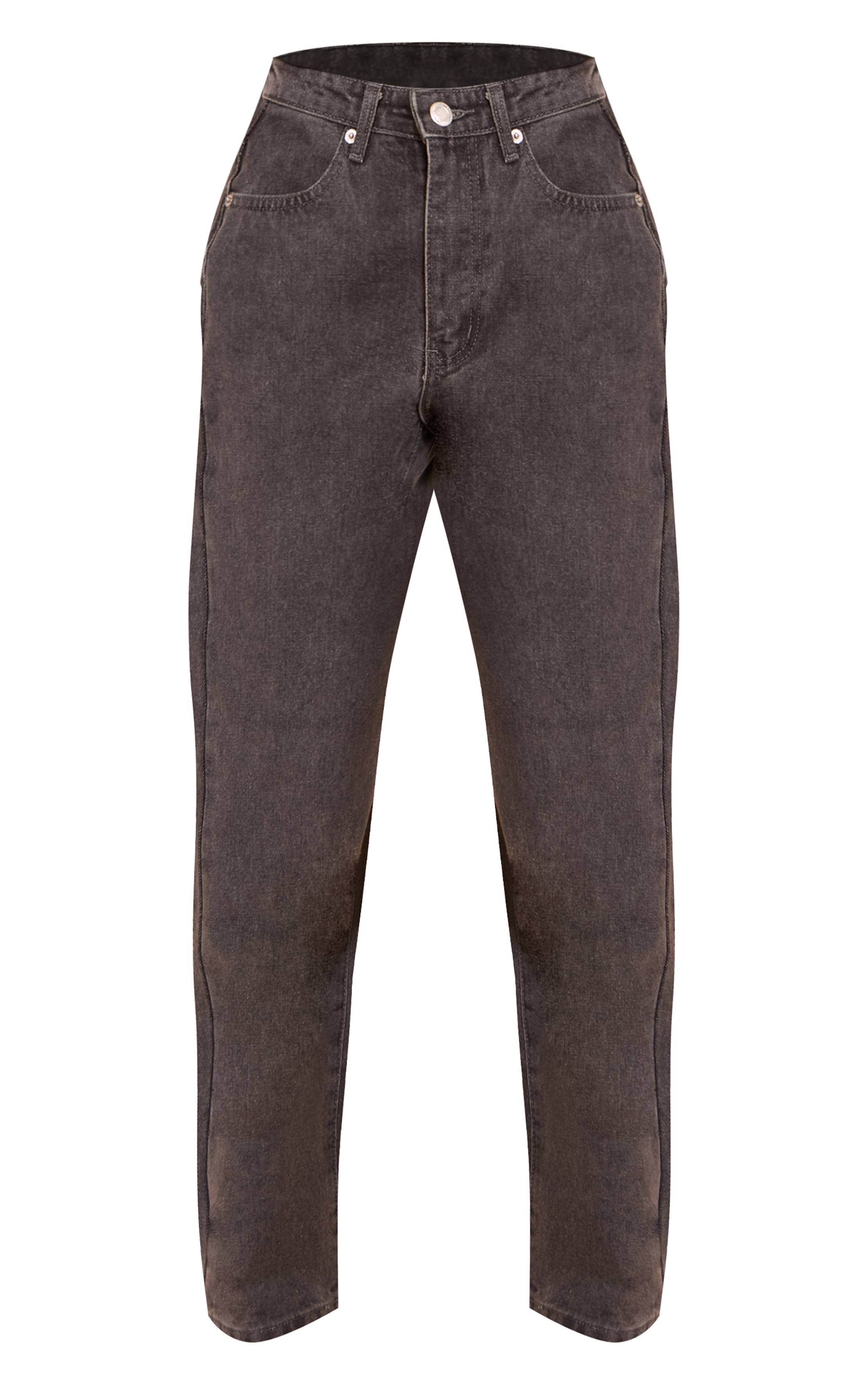 Gris Jean Droit Taille Haute Petite