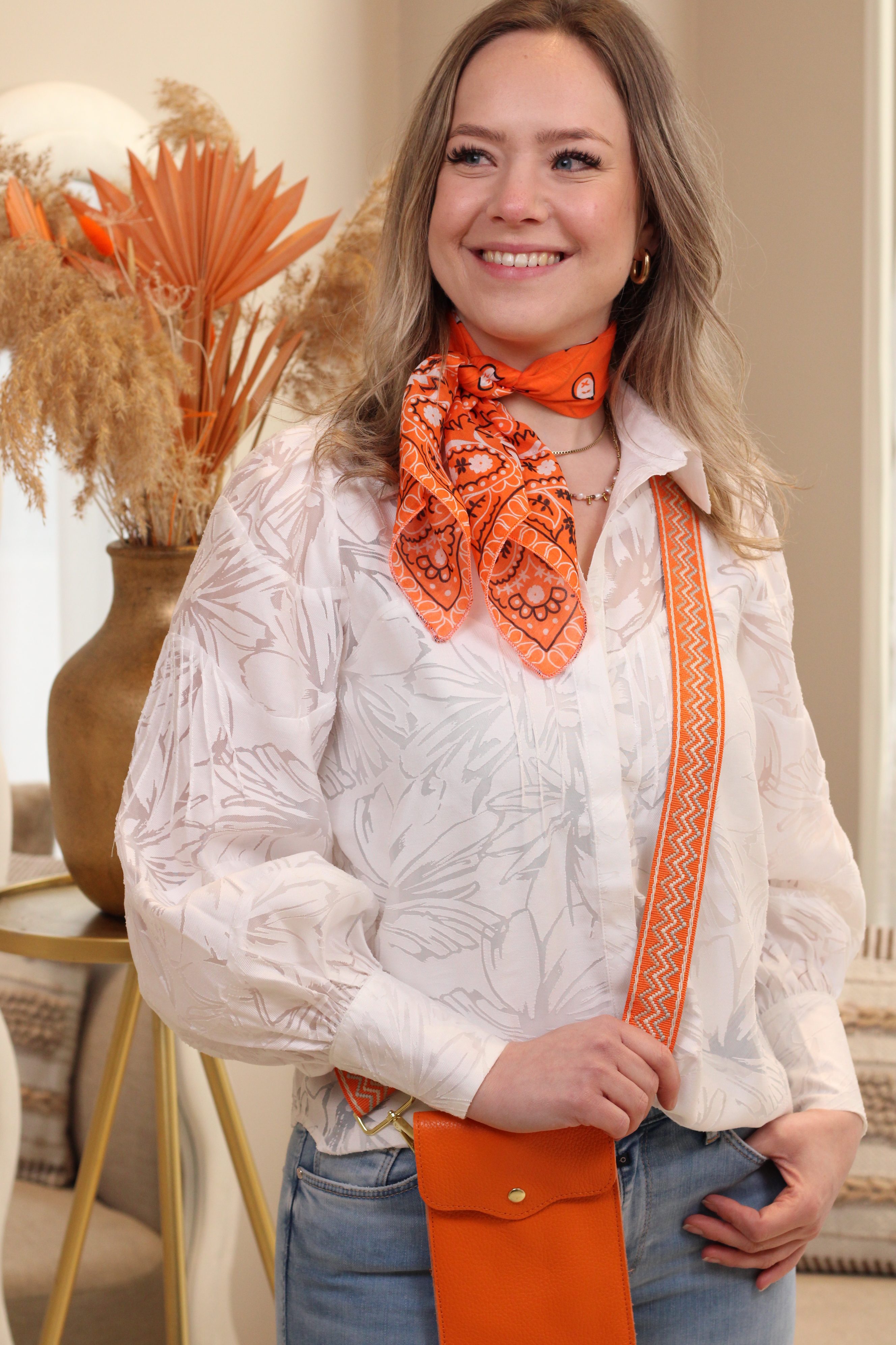 Bag Strap - Oranje Zigzag - Goud