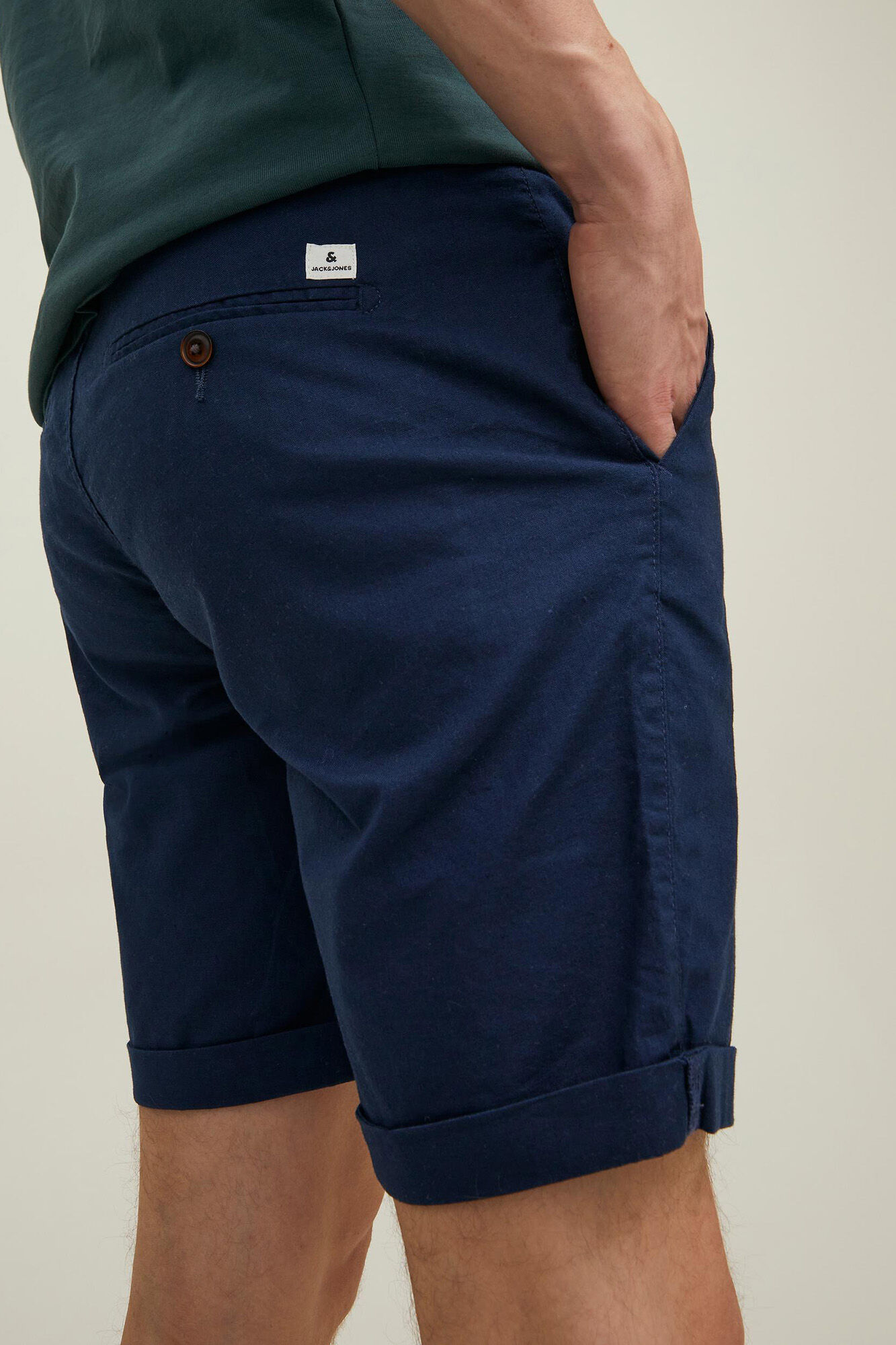 Calções chino de corte regular - Azul marinho