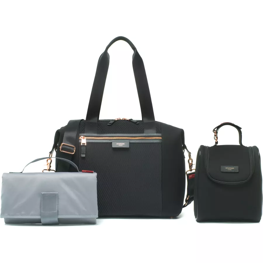 storksak Wickeltasche Stevie Luxe Black Scuba - schwarz