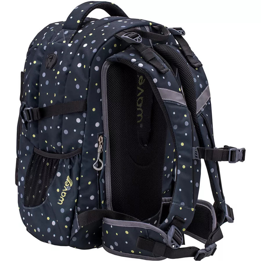 WAVE Rucksack Infinity Black and Yellow Dots