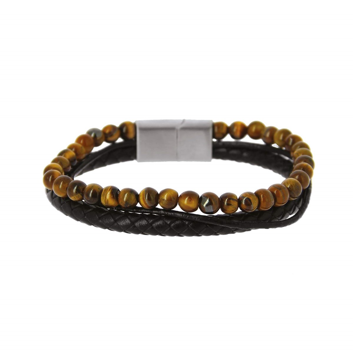 Bracelet cuir et Oeil de tigre