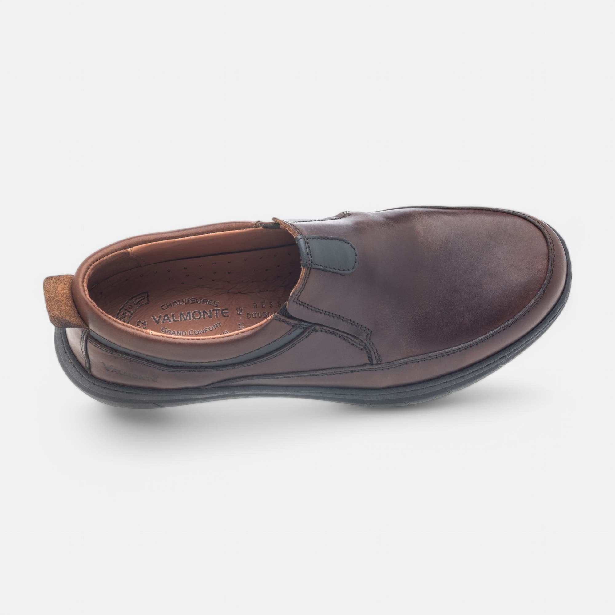 Mocassins pieds sensibles Homme en cuir cognac
