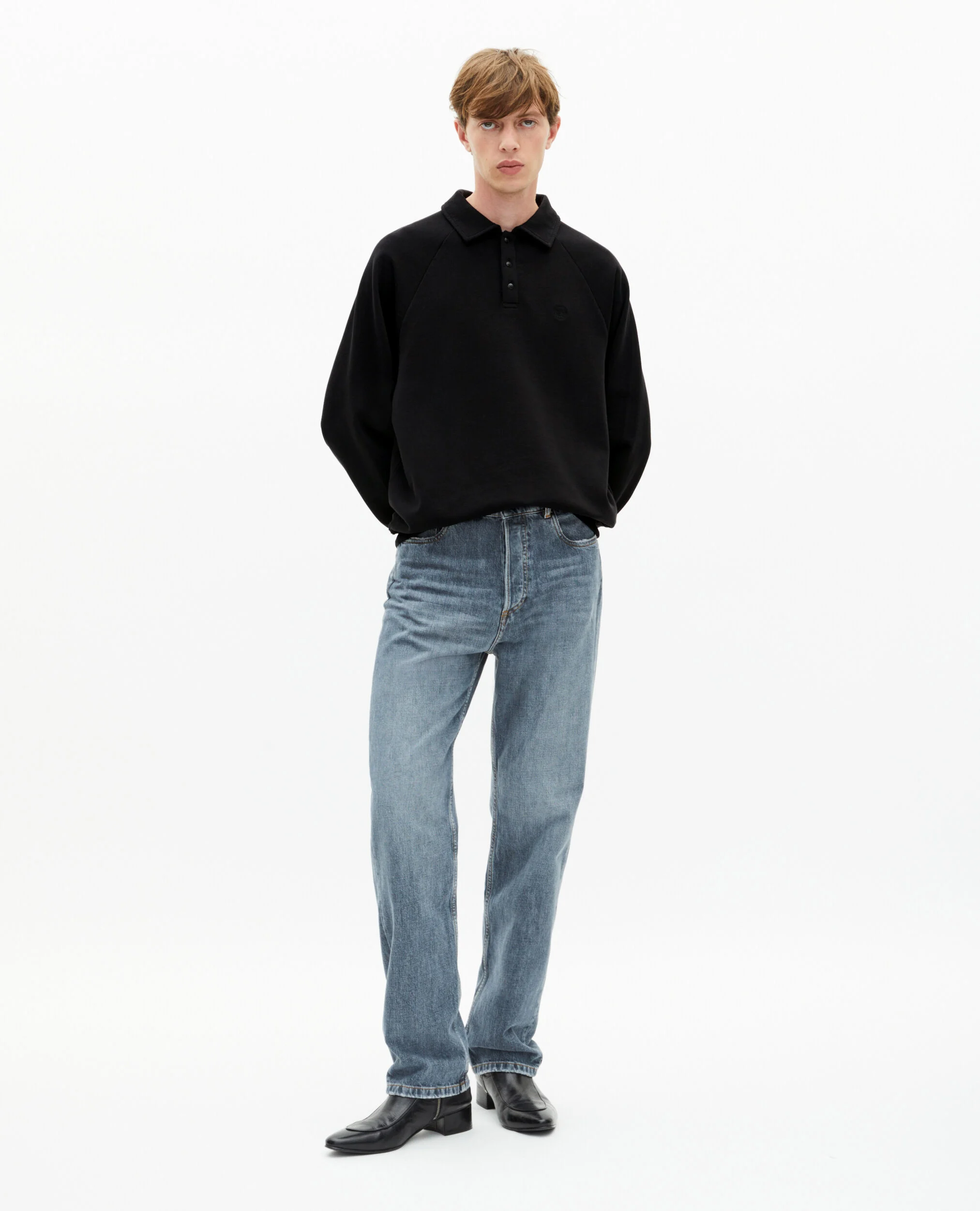 Sweatshirt col polo noir