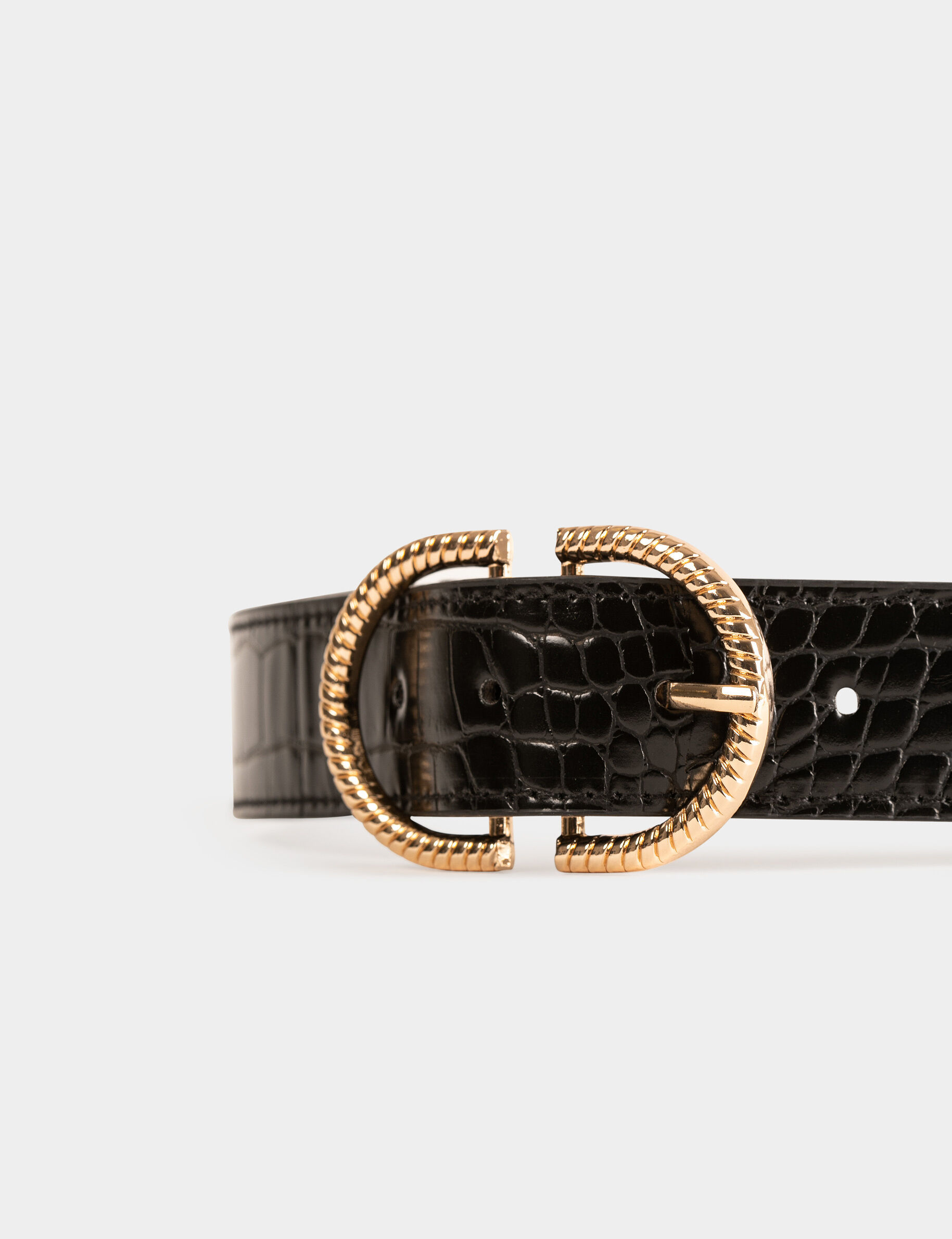 Ceinture aspect croco noir femme - noir