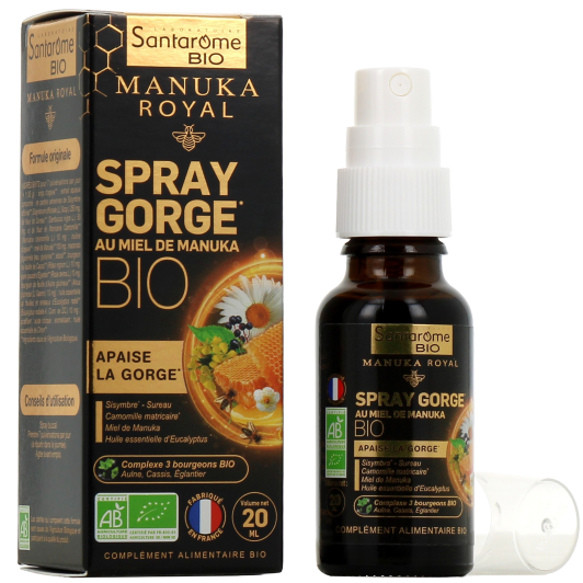 Santarome spray mal de gorge au miel de Manuka bio