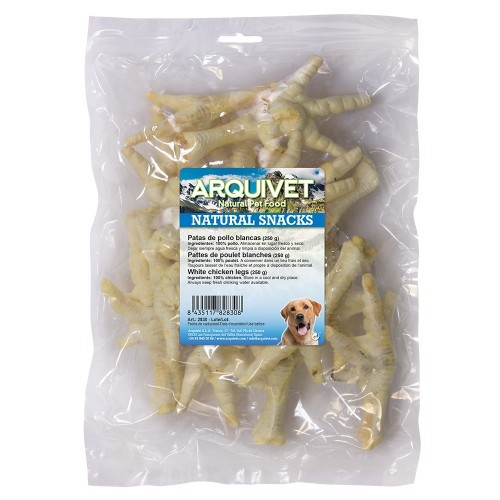 Pés de galinha brancos para cães, sabor frango.