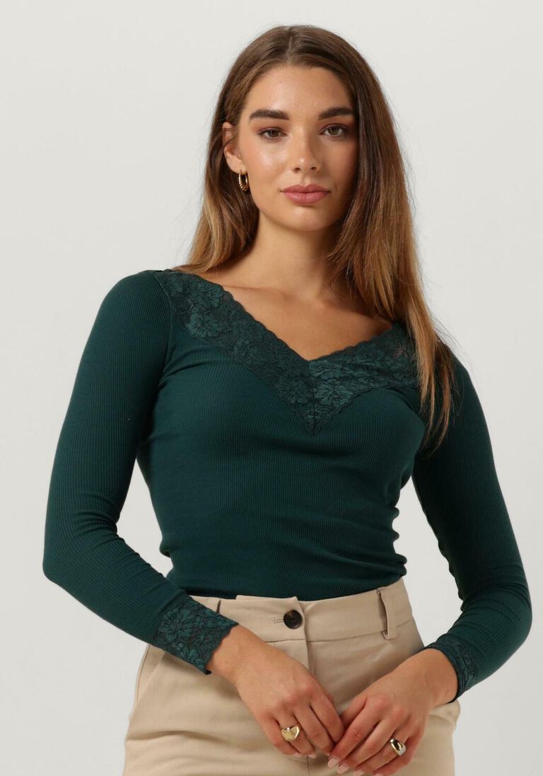 ROSEMUNDE donkergroene rosemunde top organic t-shirt lace