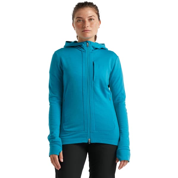 Veste polaire randonnée ICEBREAKER W QUANTUM III LS ZIP HOODIE ARTIC TEAL