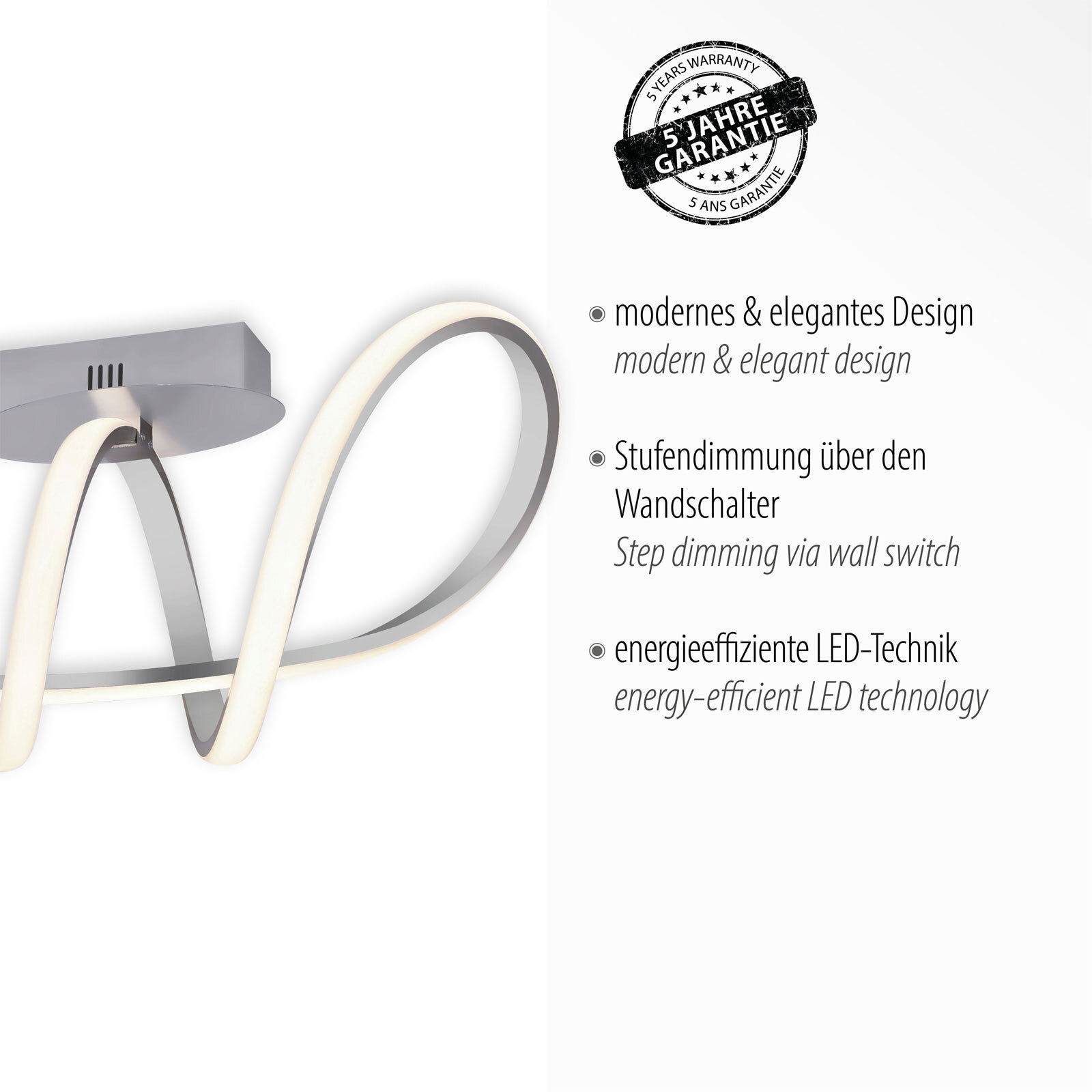 LED-Deckenleuchte Maria 61x24,5x27 Alu