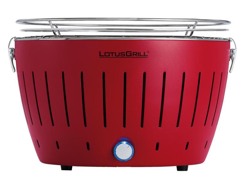 LotusGrill Tischgrill  Original, Rot, Ø 32 cm Grillieren mit Holzkohle auch auf dem Balkon